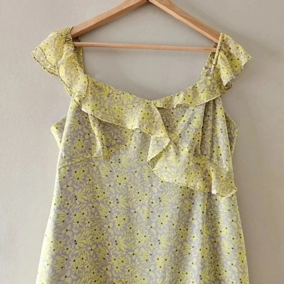 Nanette Lepore Women's Floral Ruffled Midi Dress In Lemon Meringue Size  16. - Picture 12 of 15